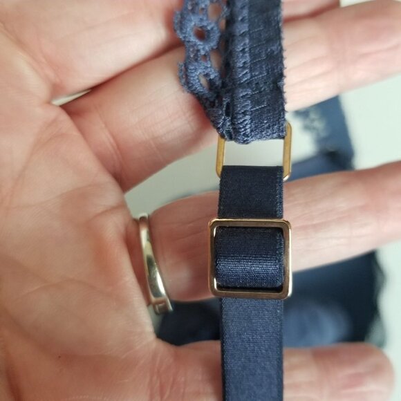 AERIE Bra 34C Blue lace Padded Push up Rose Gold Hardware Underwire Adjustable - Picture 9 of 10